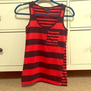 French Connection Orange and Blue Tank Top